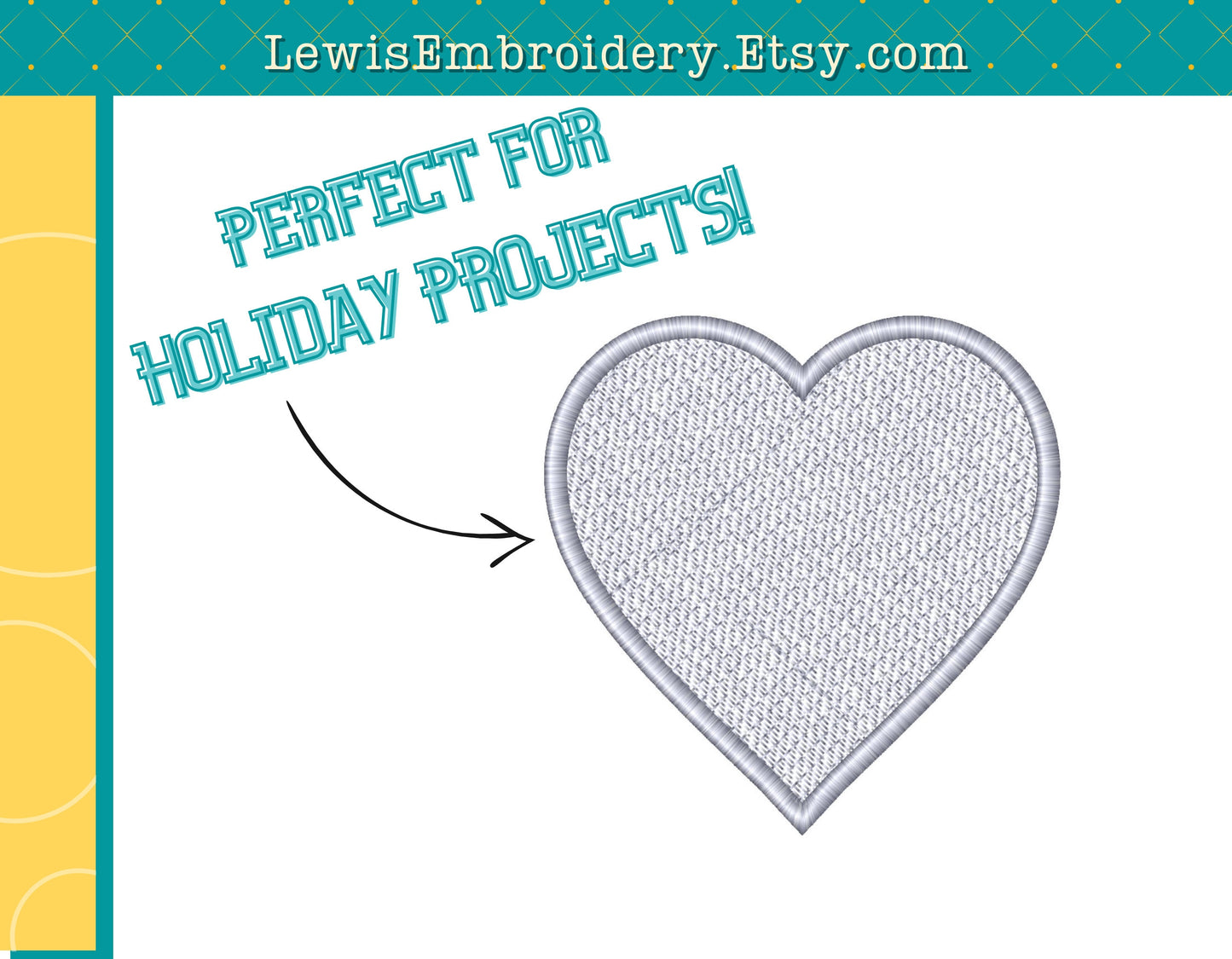 Heart Shaped, Drop Down Stitch, Machine Embroidery Design - (Digital Download)