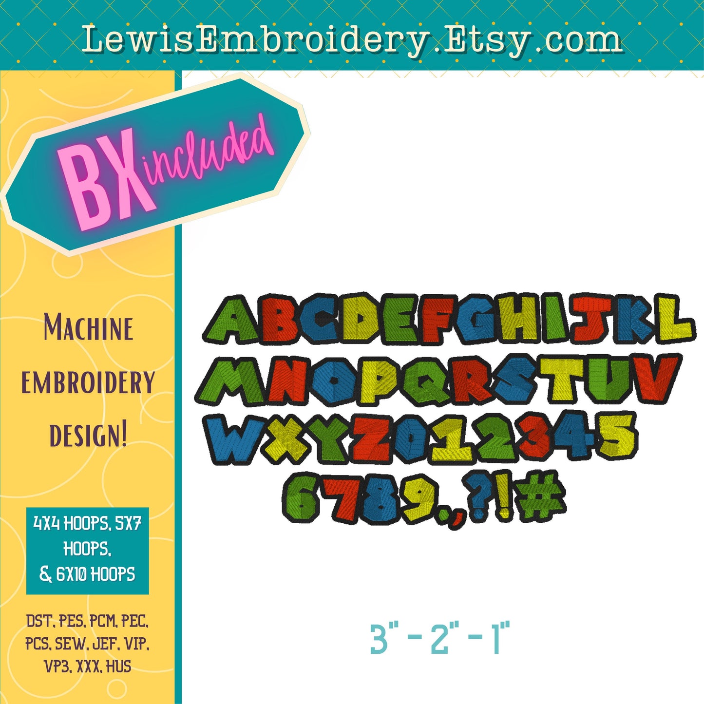 Mario, Machine Embroidery Font - with BX - (PDF Tutorial Included)