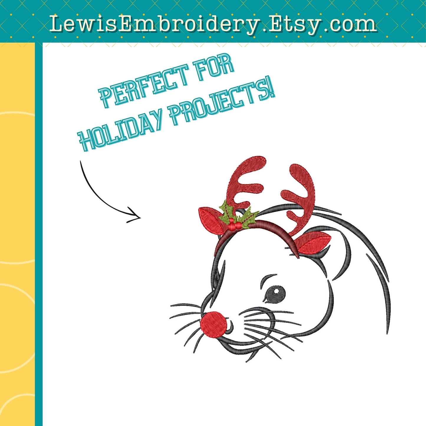 Reindeer Ferret, Machine Embroidery Design – (Instant Download)