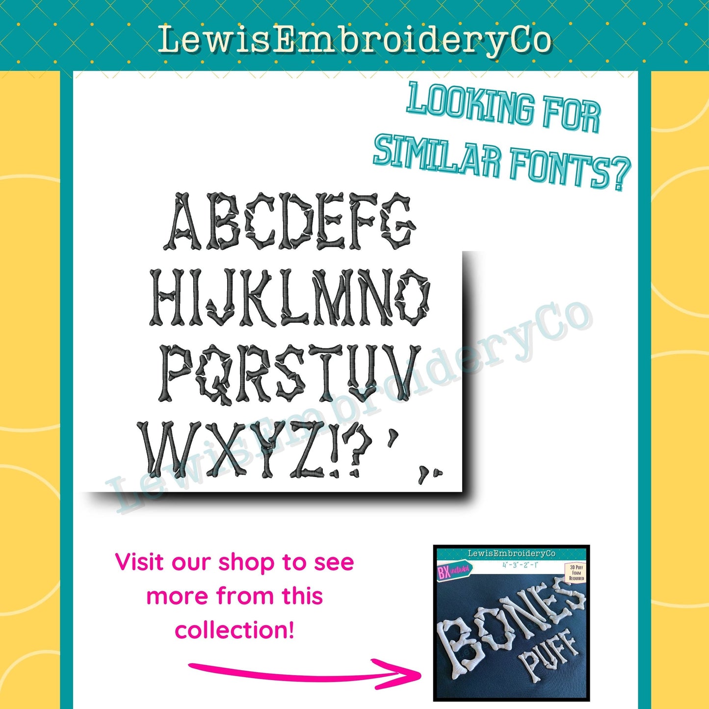 Quick Fill Sketch, Bones, Machine Embroidery Font - With BX - (Digital Download)