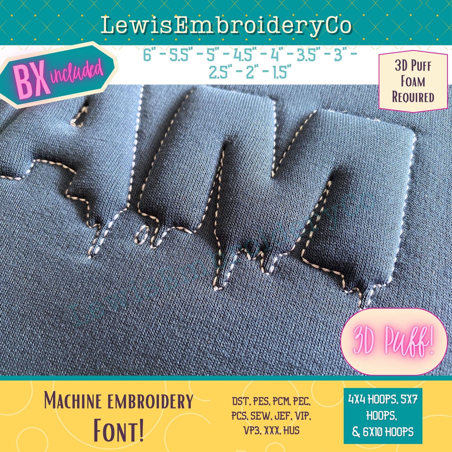 Embossed 3D Puff, Spooky, Machine Embroidery Font - With BX - (PDF Tutorial Included)
