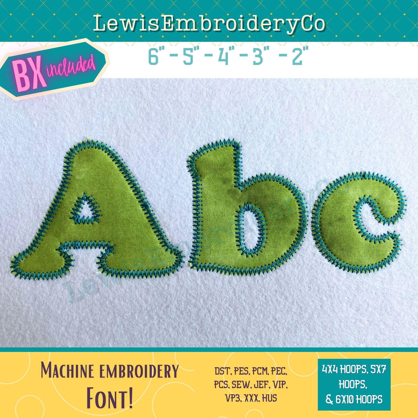 Zig Zag Applique, Cooper, Machine Embroidery Font - With BX - (PDF Tutorial Included)