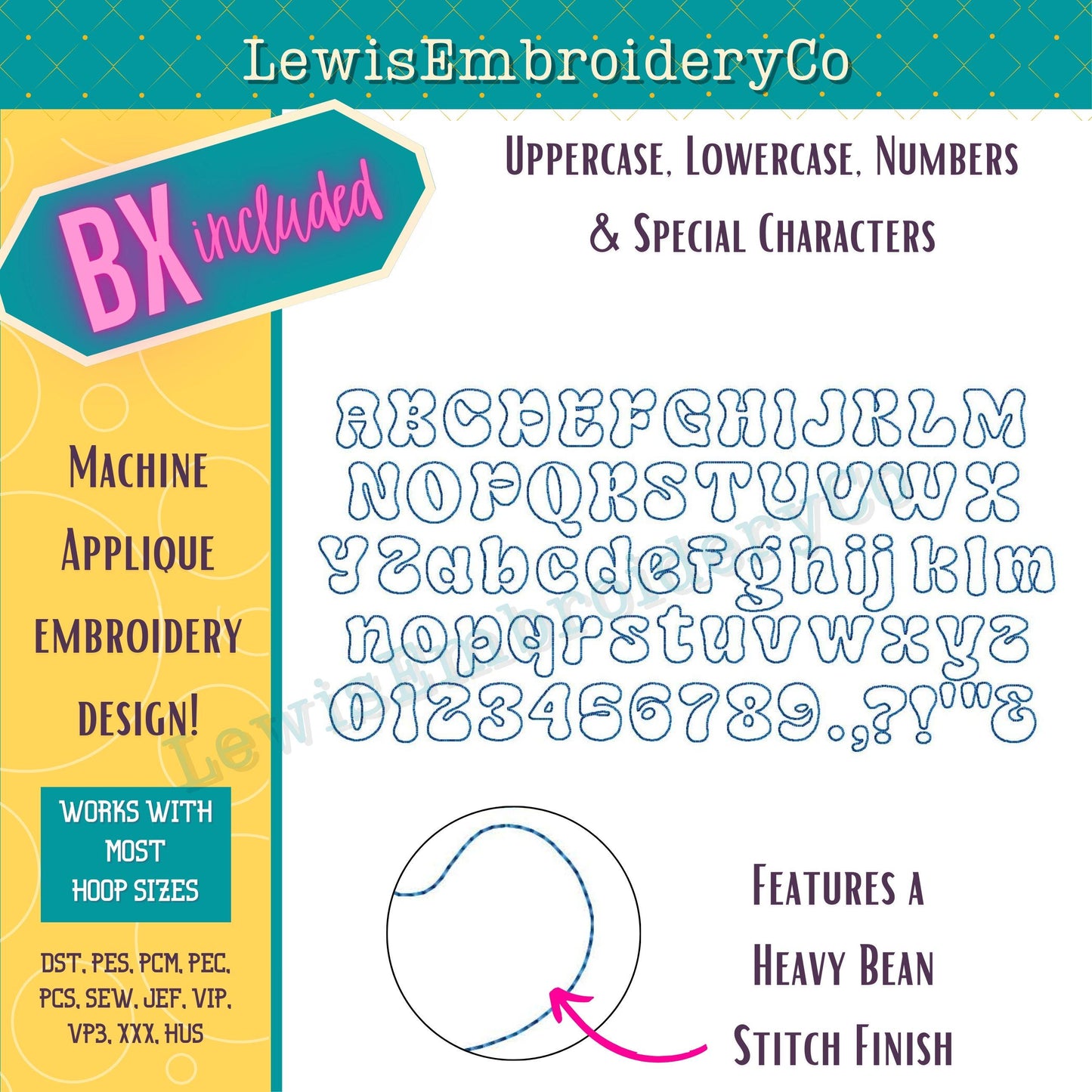 Raggy Applique, Groovy, Machine Embroidery Font - With BX - (PDF Tutorial Included)