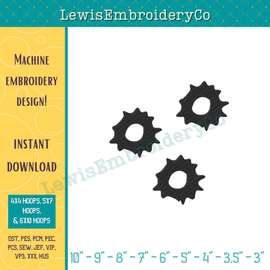 Bullet Holes, Machine Embroidery Design – (Digital Download)