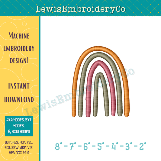 Boho Rainbow Machine Embroidery Design – (Digital Download)
