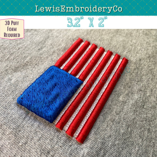Small 3D Puff USA Flag, Machine Embroidery Design - (PDF Tutorial Included)