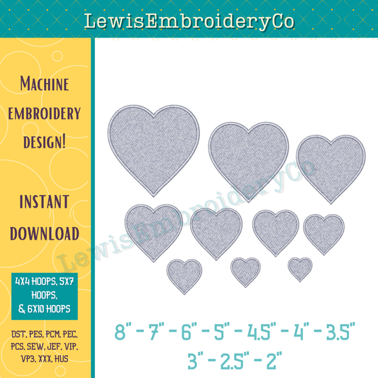 Heart Shaped Knockdown, Machine Embroidery Design – (Digital Download)