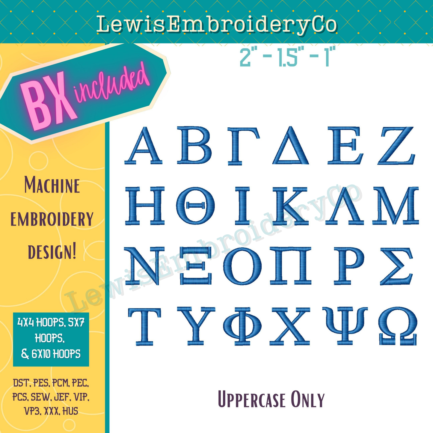 3D Puff, Greek, Machine Embroidery Font - With BX - (PDF Tutorial Included) (Copy)