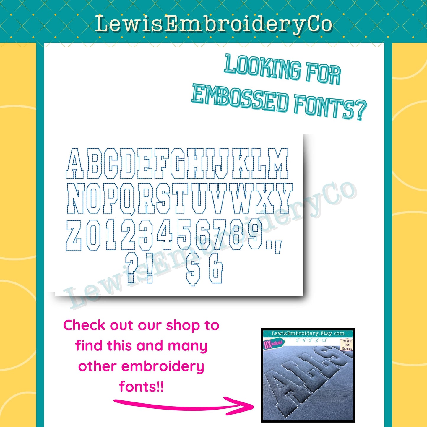 "LOUISIANA" Embossed 3D Puff, Machine Embroidery Design - NOT Full Font (PDF Tutorial Included)