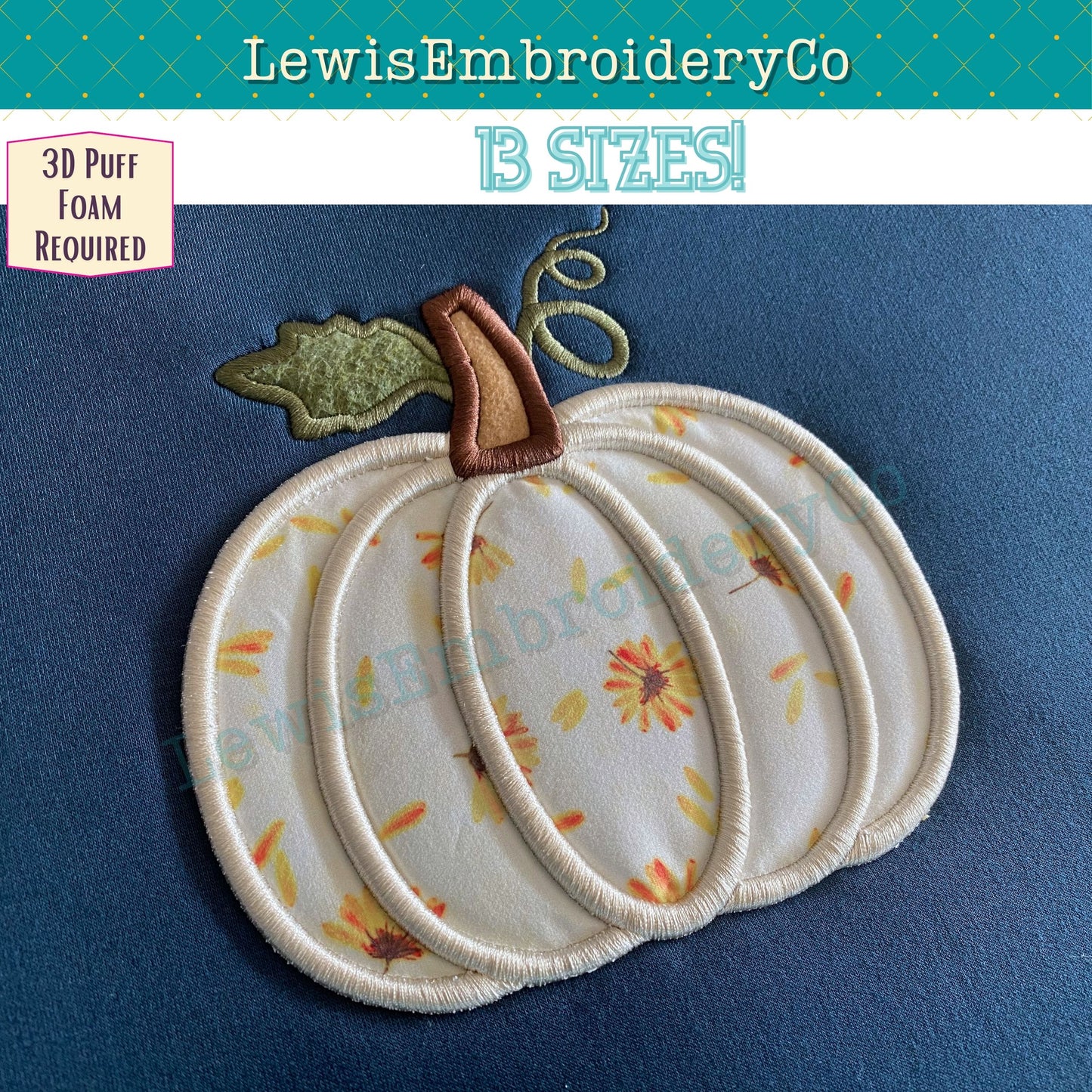 3D Puff Applique Pumpkin, Machine Embroidery Design - (PDF Tutorial Included) (Copy)