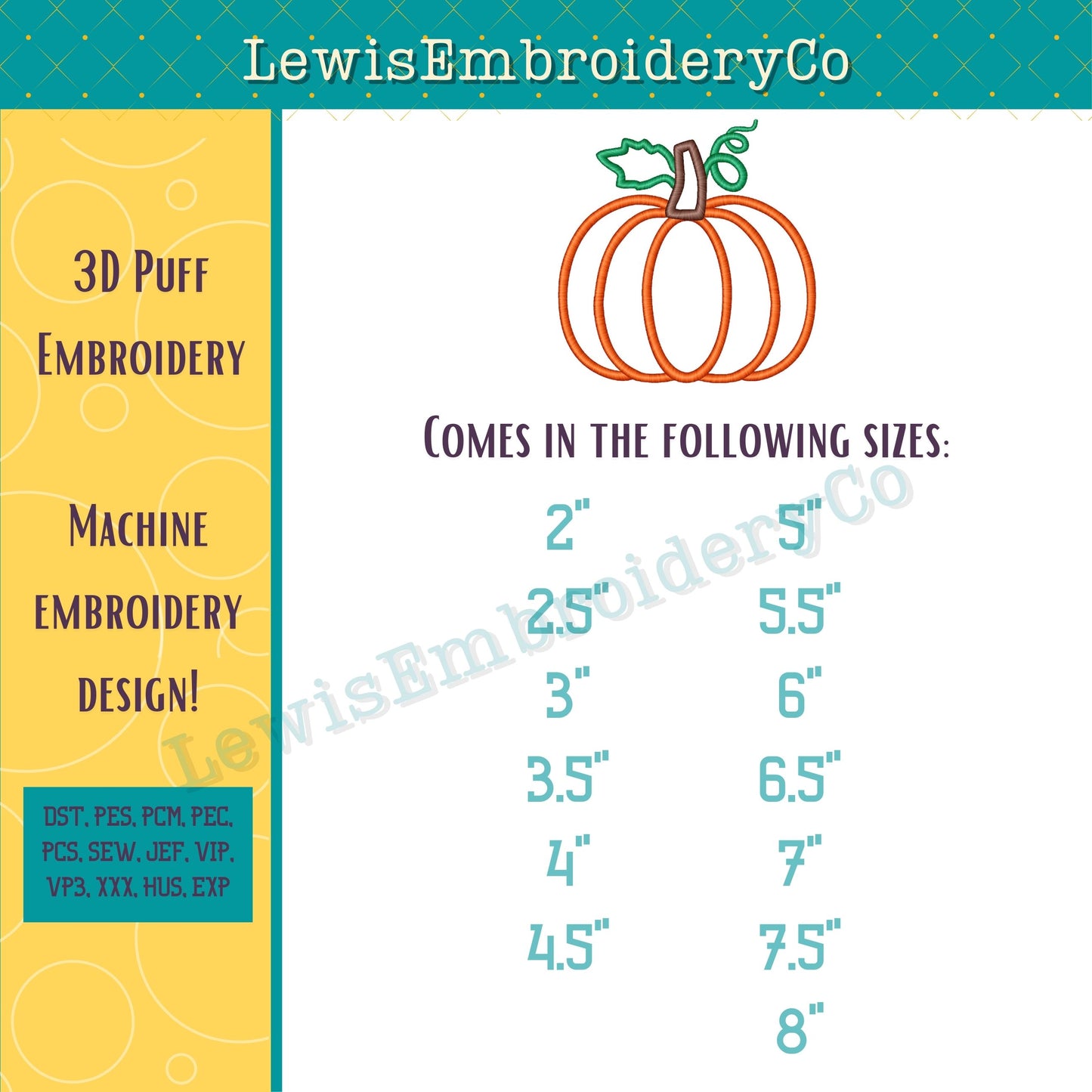 3D Puff Applique Pumpkin, Machine Embroidery Design - (PDF Tutorial Included) (Copy)