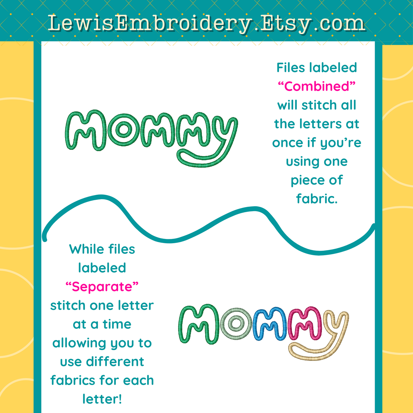 "MOMMY" Applique, Machine Embroidery Design - NOT Full Bluey Font (Digital Download)