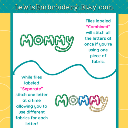 "MOMMY" Applique, Machine Embroidery Design - NOT Full Bluey Font (Digital Download)