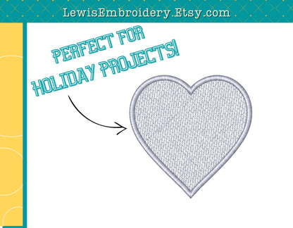 Heart Shaped, Drop Down Stitch, Machine Embroidery Design - (Digital Download)
