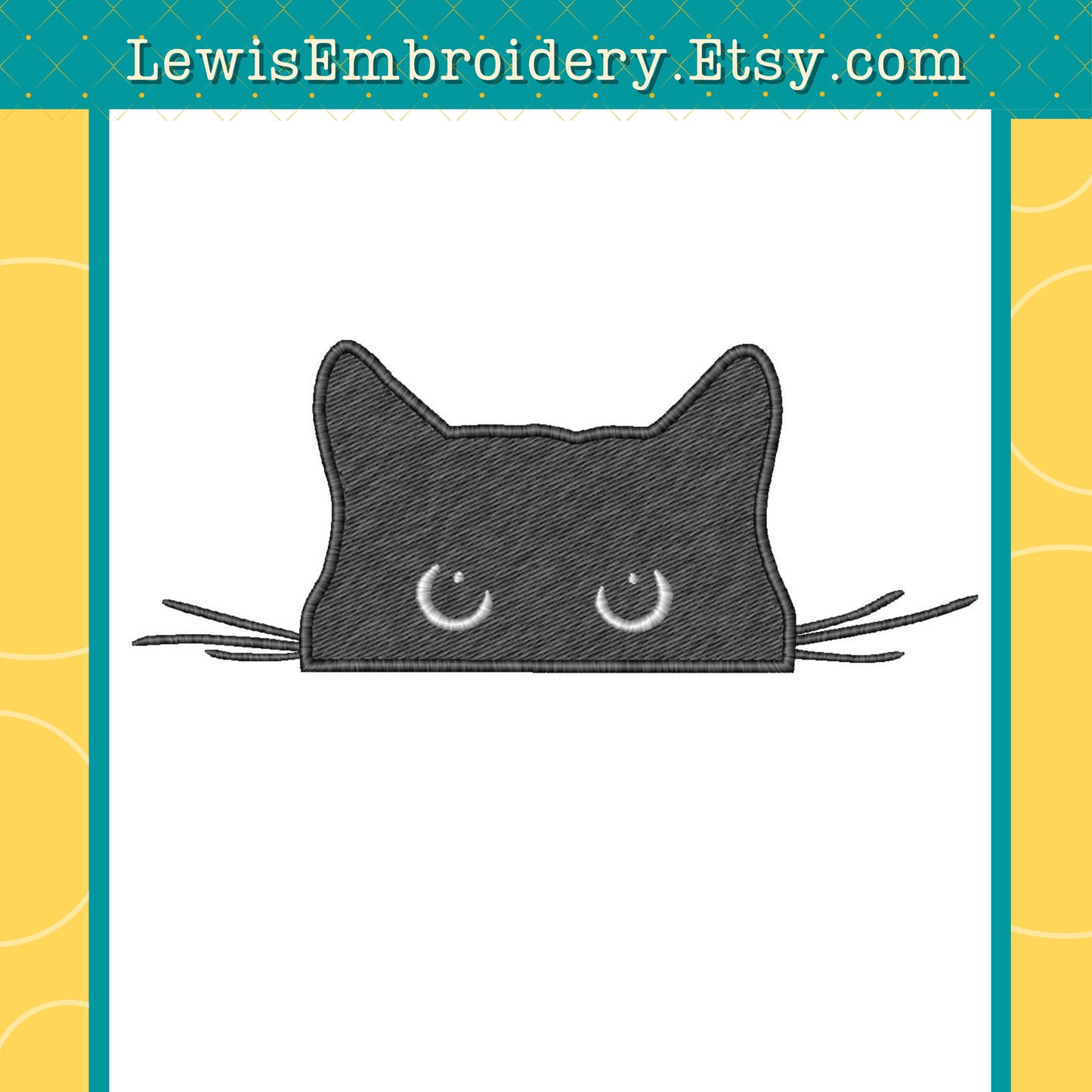 Peeking Black Cat, Machine Embroidery Design - (Digital Download)