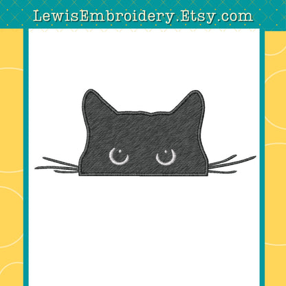 Peeking Black Cat, Machine Embroidery Design - (Digital Download)