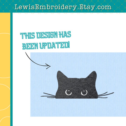 Peeking Black Cat, Machine Embroidery Design - (Digital Download)