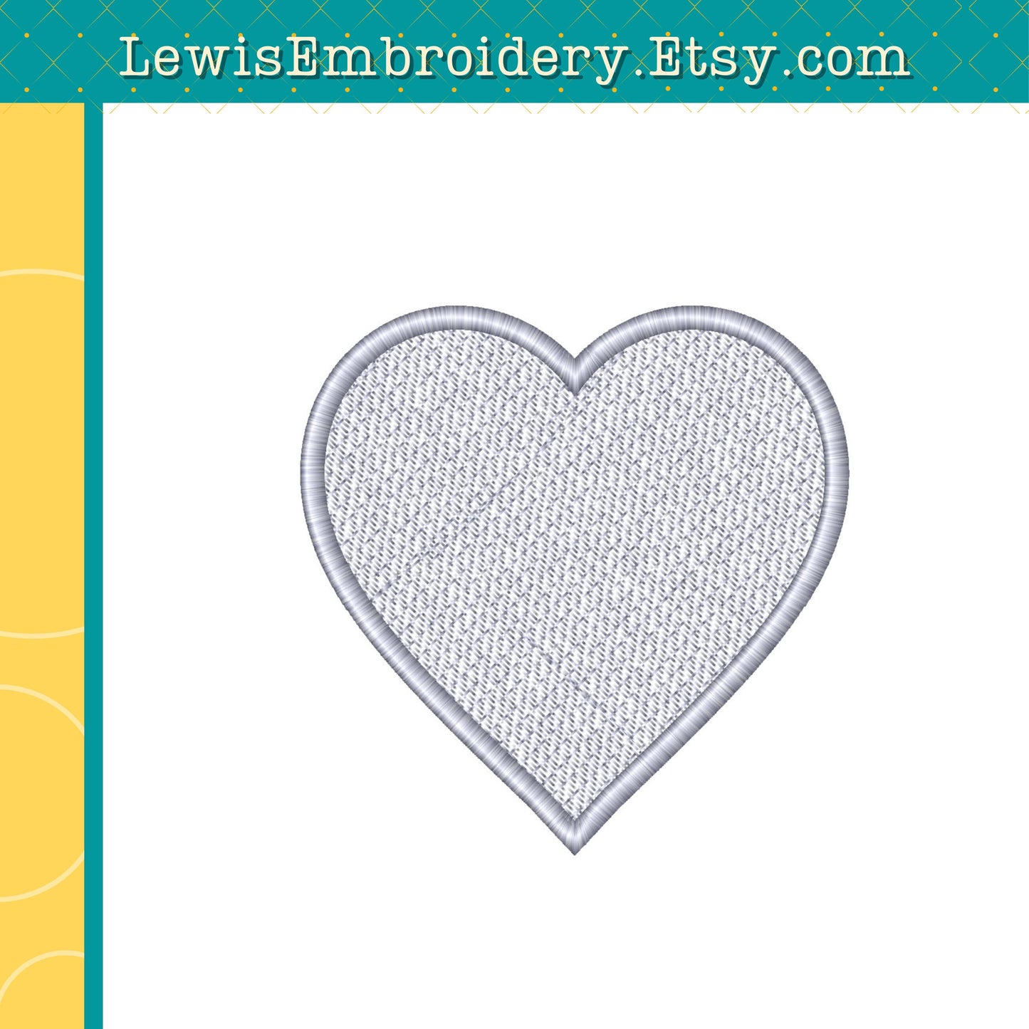Heart Shaped Knockdown Stitch, Machine Embroidery Design - (Digital Download)