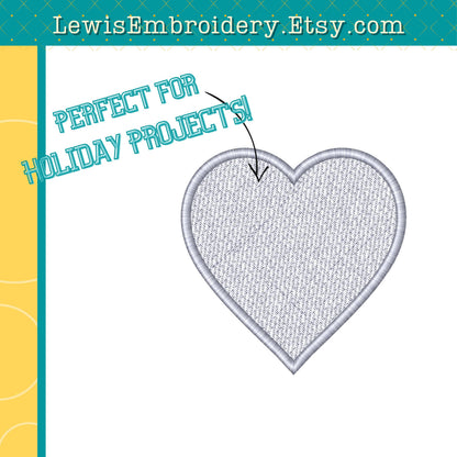 Heart Shaped Knockdown Stitch, Machine Embroidery Design - (Digital Download)