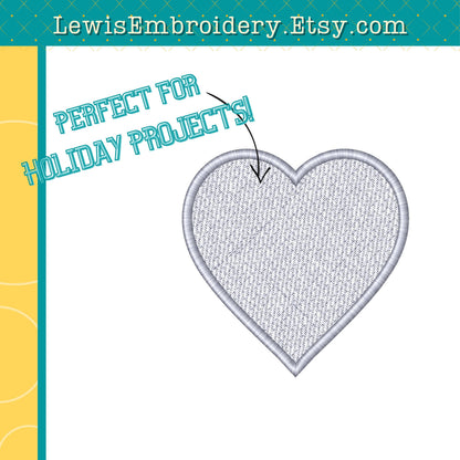 Heart Shaped Lay Down Stitch, Machine Embroidery Design – (Digital Download)