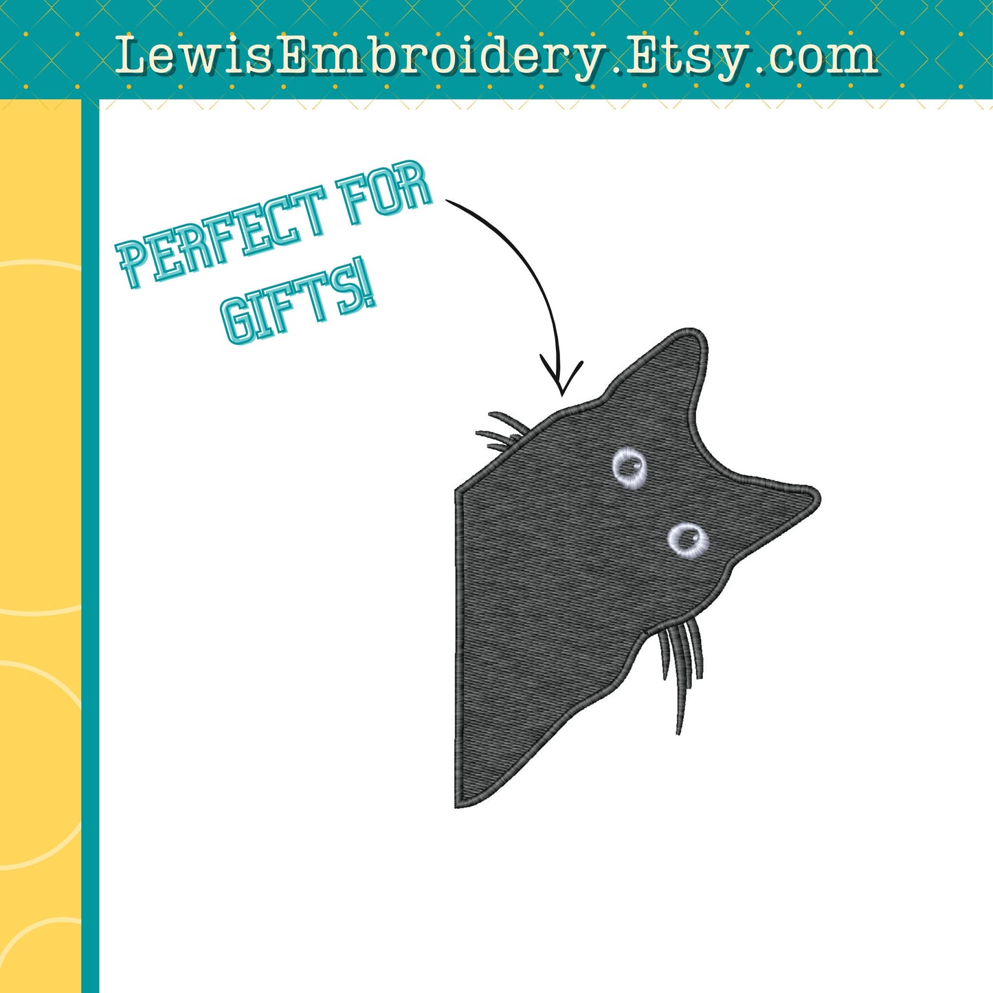 Peeking Black Cat, Machine Embroidery Design – (Instant Download)