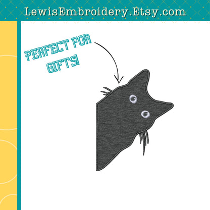 Peeking Black Cat, Machine Embroidery Design – (Instant Download)