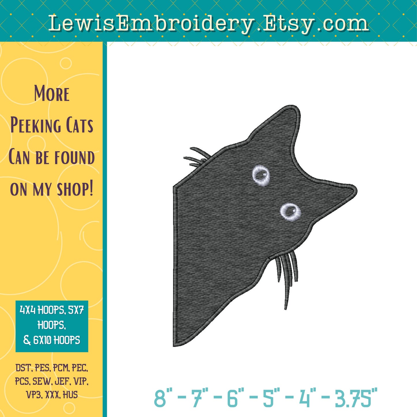 Peeking Black Cat, Machine Embroidery Design – (Instant Download)