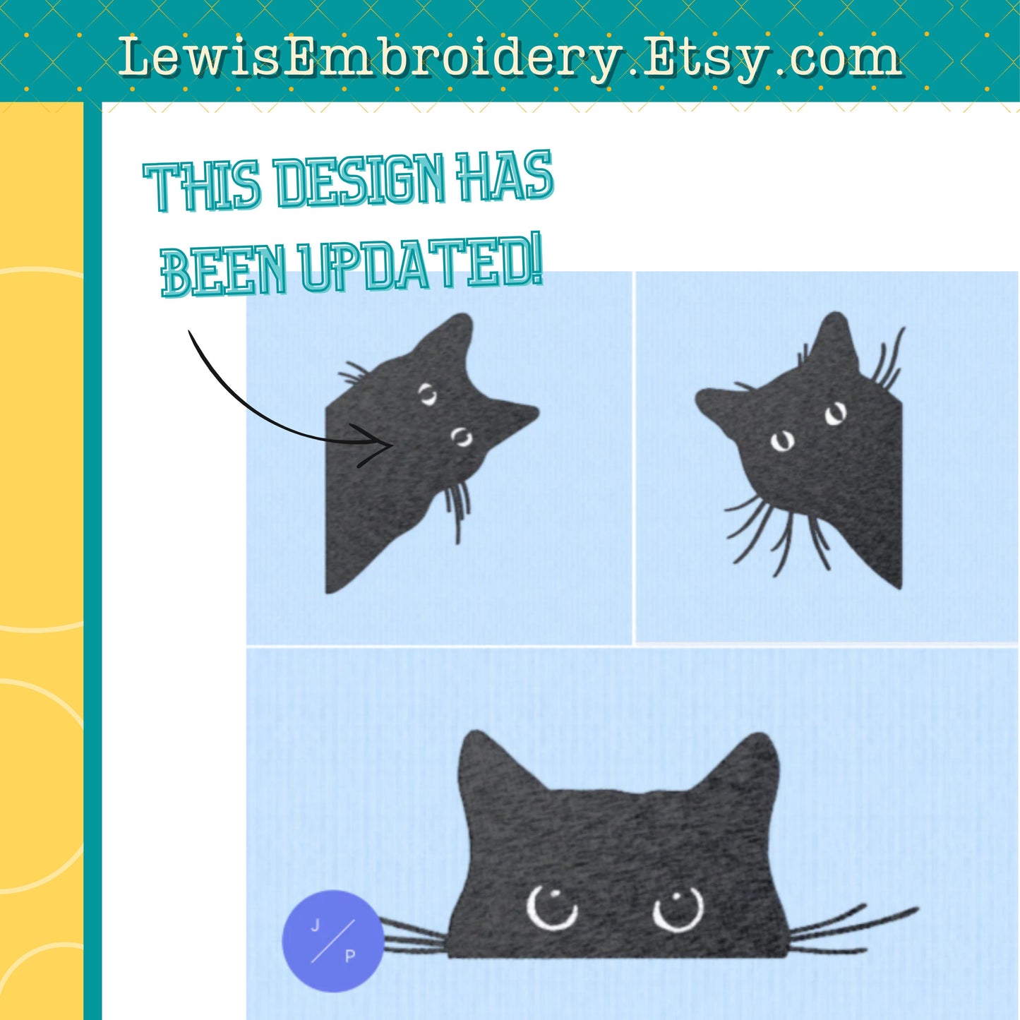 Peeking Cat Face, Machine Embroidery Design – 3 Design Bundle (Instant Download)