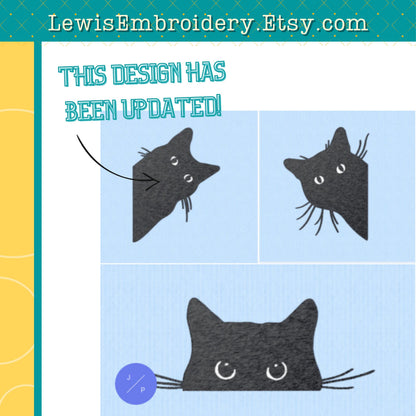 Peeking Cat Face, Machine Embroidery Design – 3 Design Bundle (Instant Download)