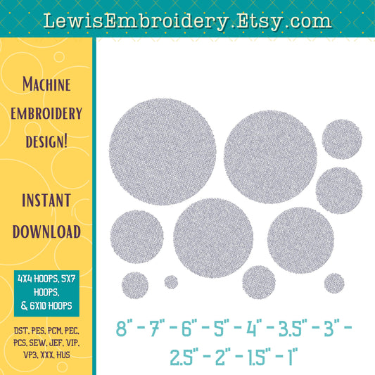 Circle Pile Drop Down Stitch, Machine Embroidery Design - (INSTANT DOWNLOAD)