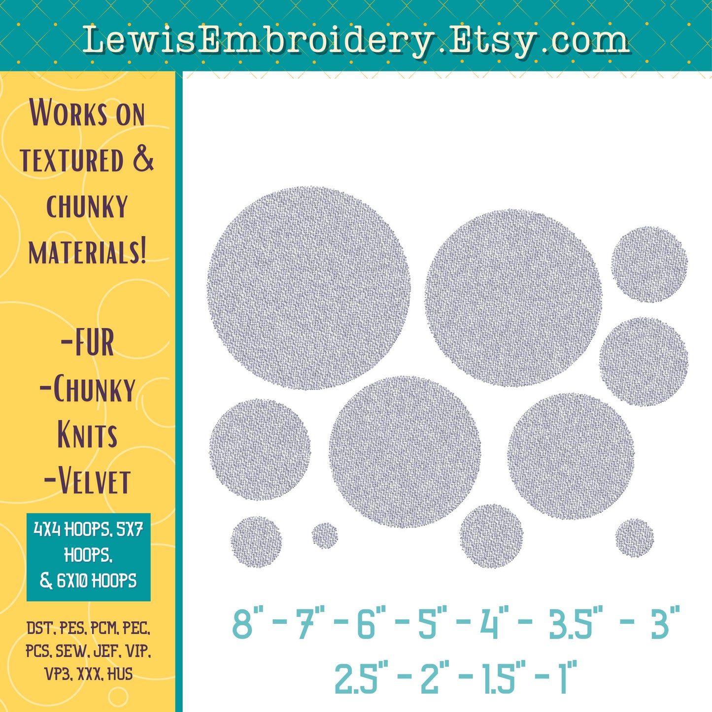 Circle Nap Loft Down Stitch, Machine Embroidery Design – (Instant Download)