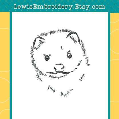 Ferret Face, Machine Embroidery Design - (Digital Download)