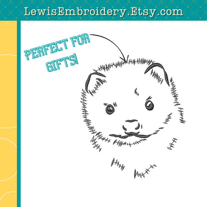 Ferret Face, Machine Embroidery Design - (Digital Download)