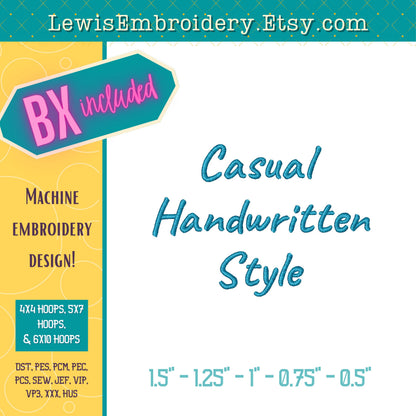 Handwriting, Machine Embroidery Font - BX Included - (Digital Download)