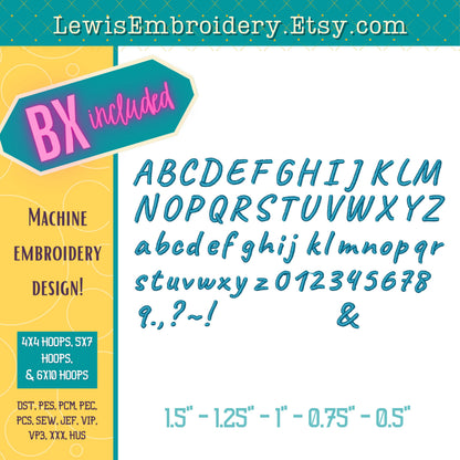 Handwriting, Machine Embroidery Font - BX Included - (Digital Download)