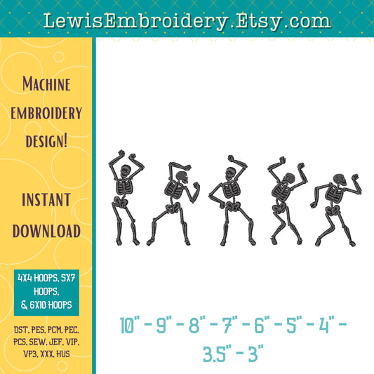 Dancing Skeletons, Machine Embroidery Design – (Instant Download)