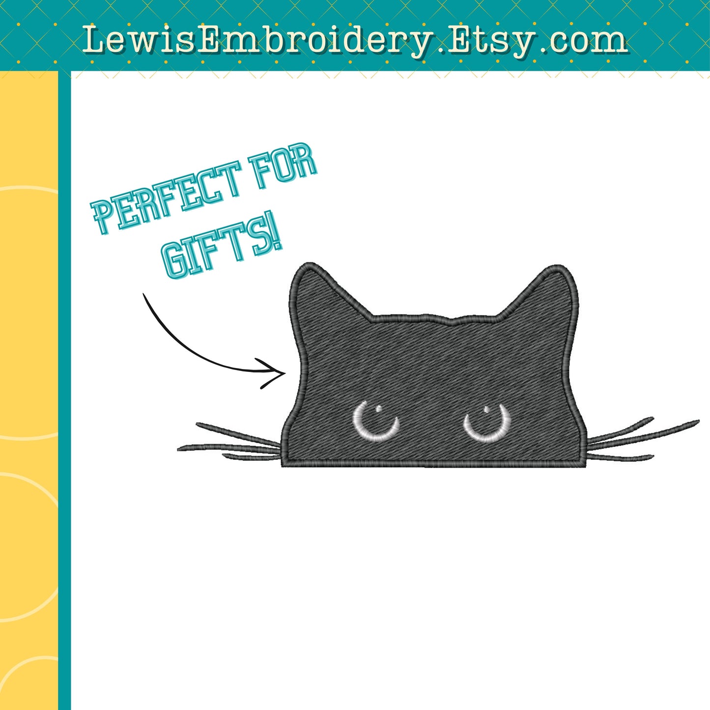 Peeking Black Cat, Machine Embroidery Design - (Digital Download)