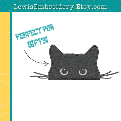 Peeking Black Cat, Machine Embroidery Design - (Digital Download)