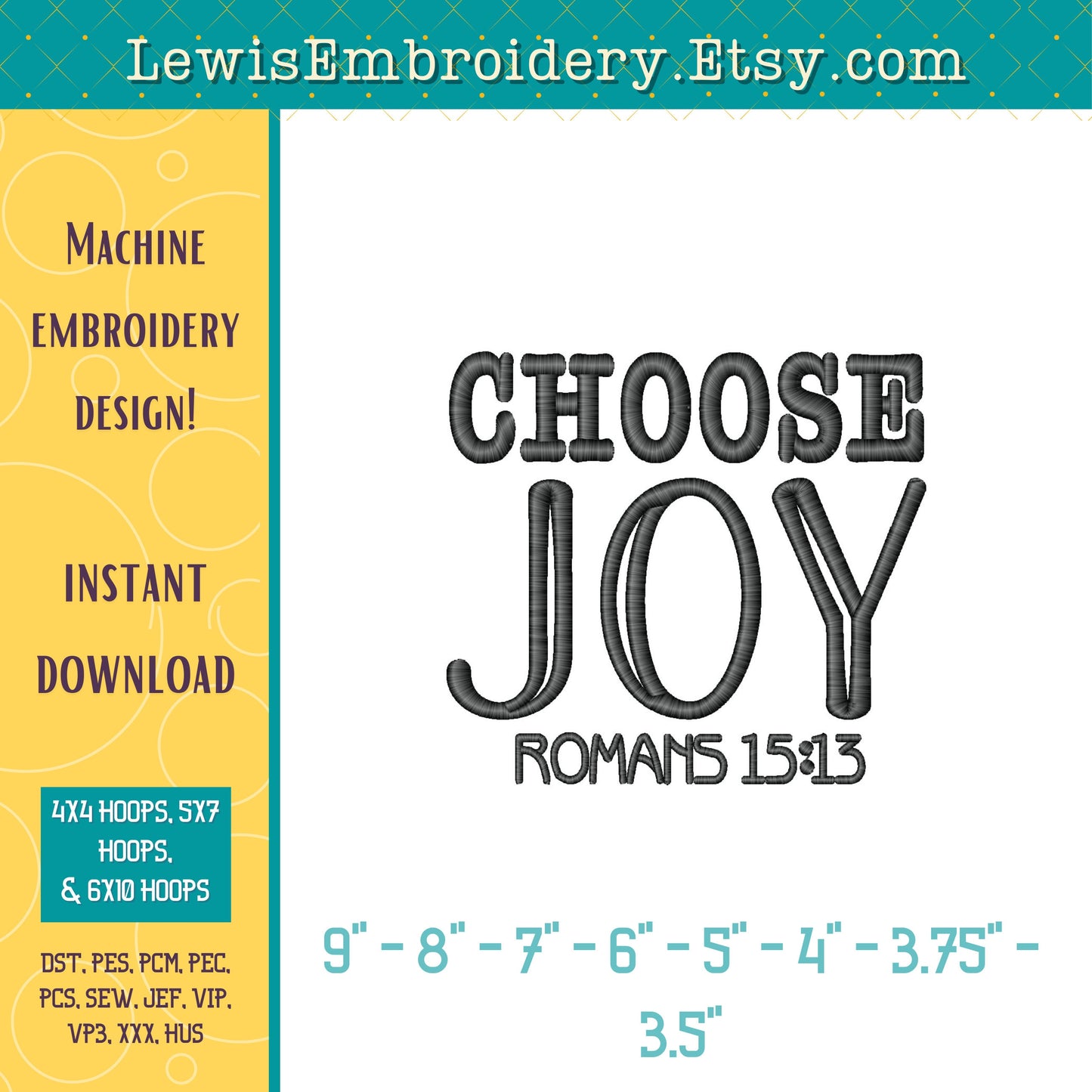 Choose Joy, Machine Embroidery Design - (Digital Download)