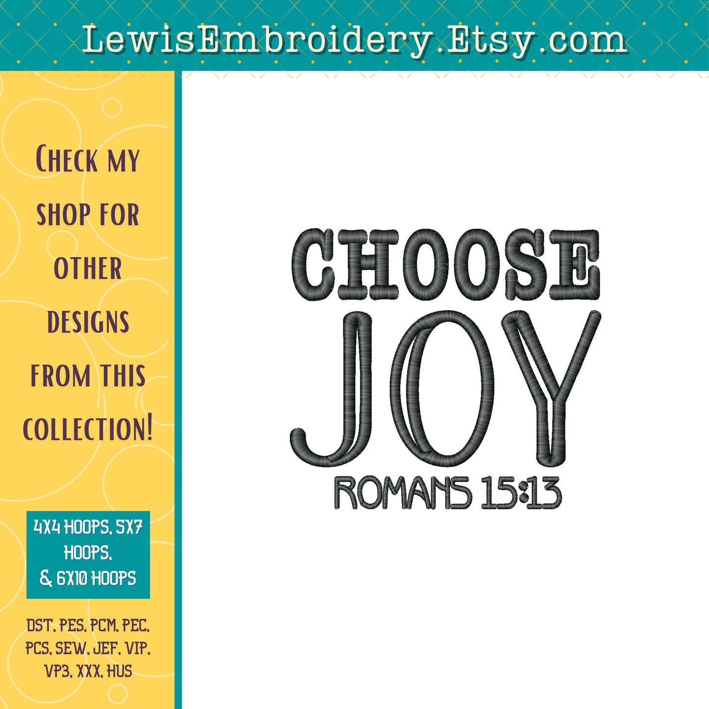 Choose Joy, Machine Embroidery Design - (Digital Download)
