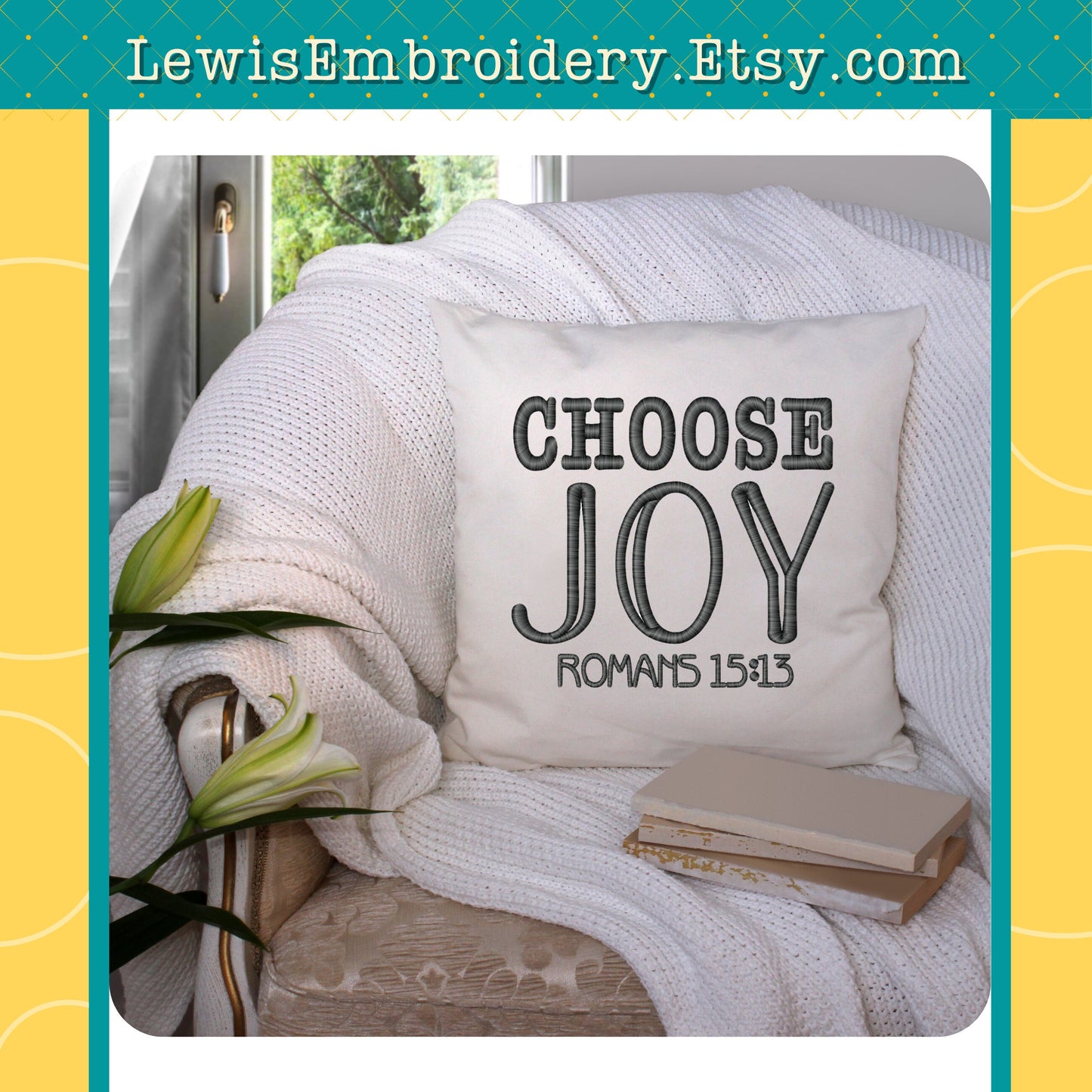 Choose Joy, Machine Embroidery Design - (Digital Download)
