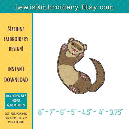 Happy Ferret, Machine Embroidery Design – (Digital Download)