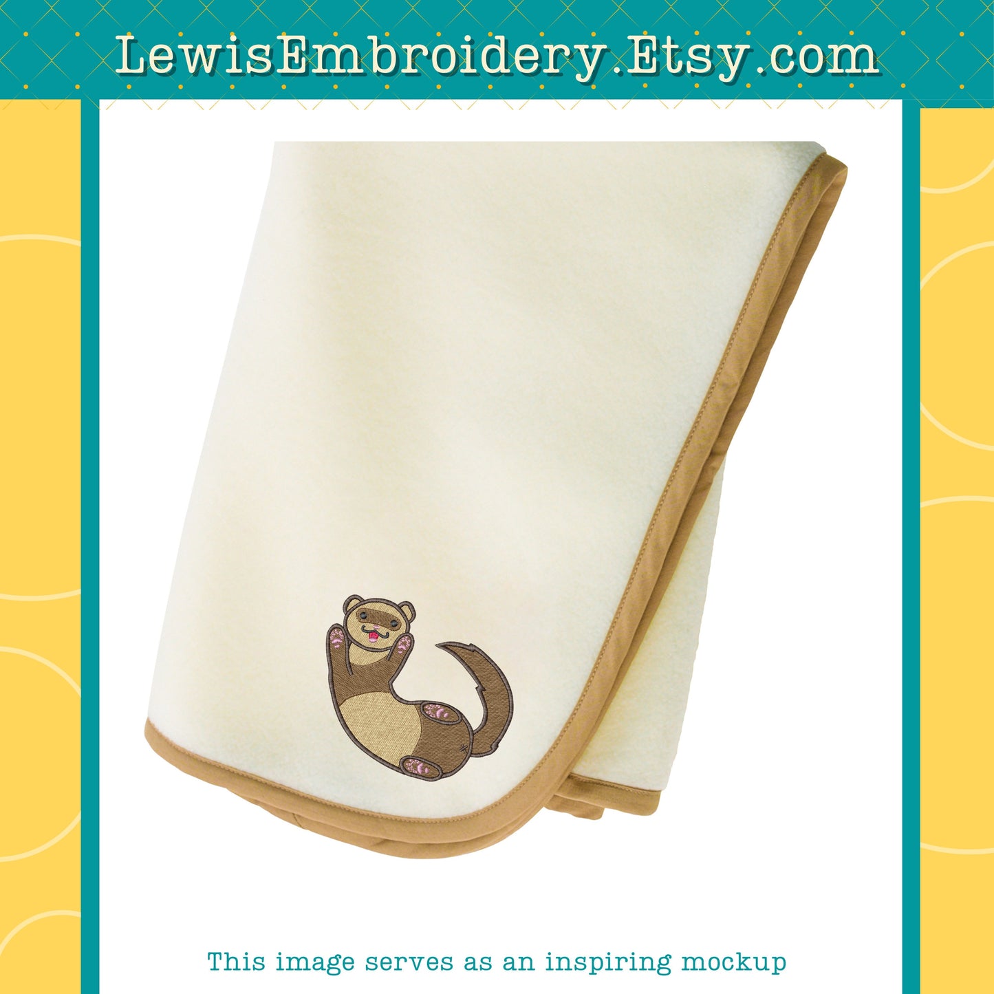 Happy Ferret, Machine Embroidery Design – (Digital Download)