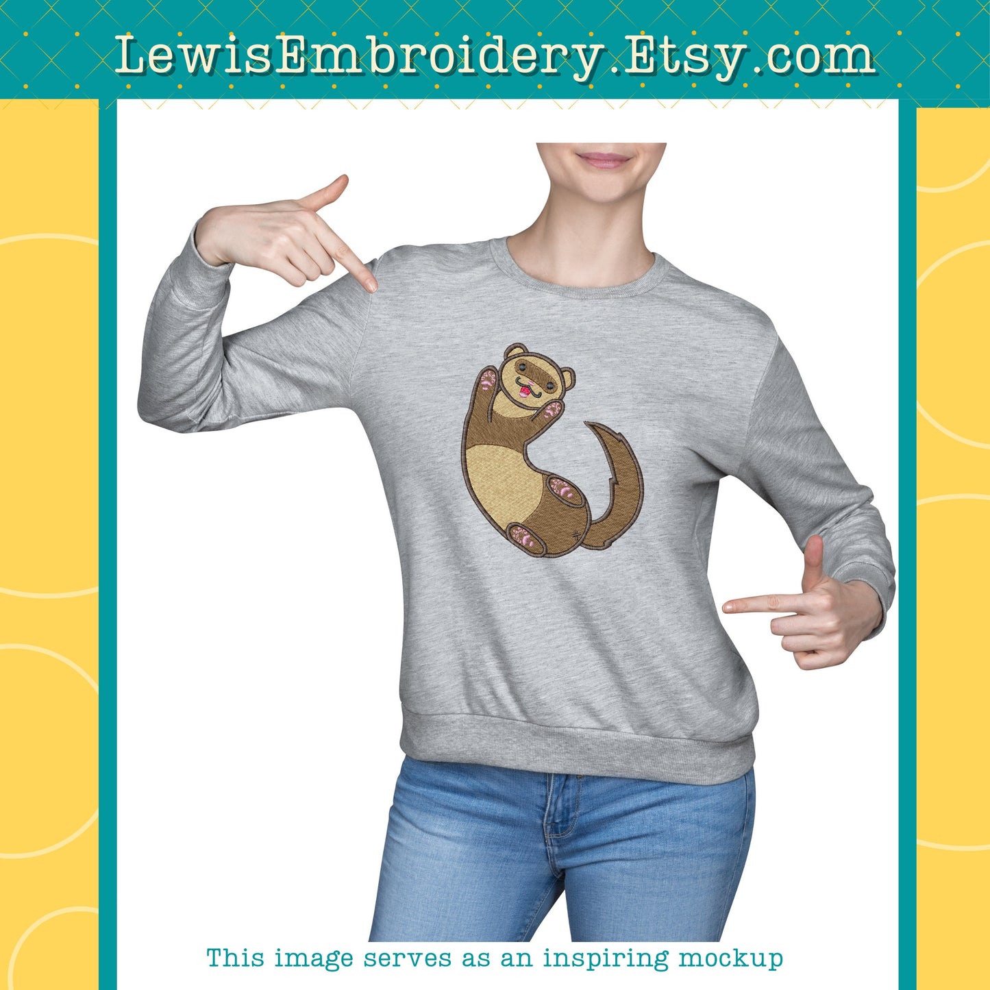 Happy Ferret, Machine Embroidery Design – (Digital Download)
