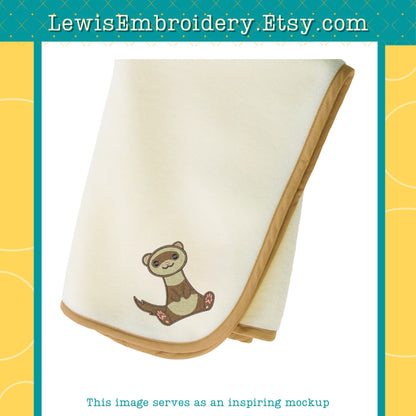 Happy Sitting Ferret, Machine Embroidery Design – (Digital Download)