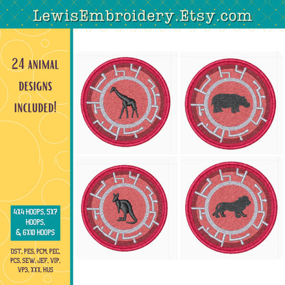 Animal Power Disks, Machine Embroidery Design - 24 Powers (Digital Download)