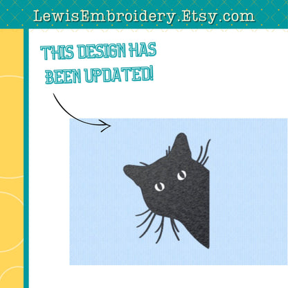 Peeking Black Cat Face Embroidery Design - 6 Sizes - DST, PES - Machine Embroidery - Instant Download