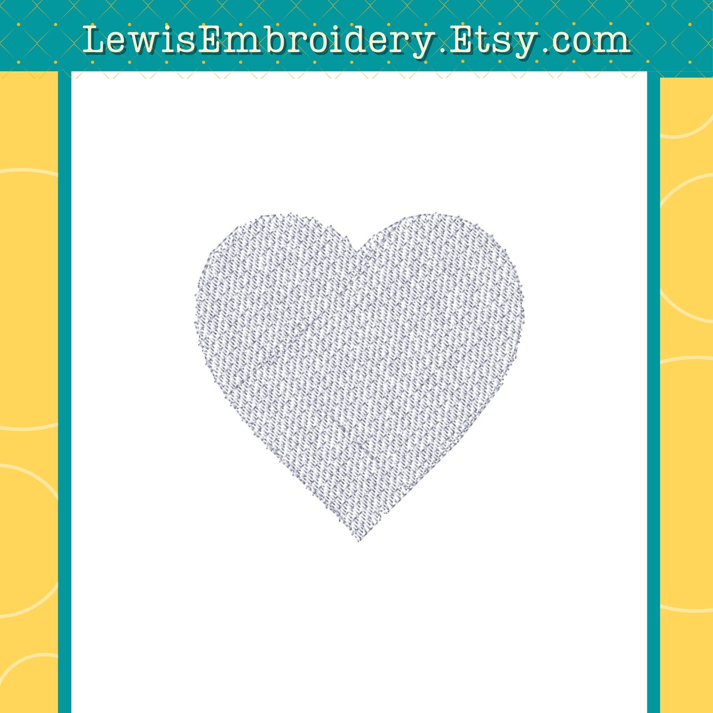 Heart Shaped Lay Down Stitch, Machine Embroidery Design – (Digital Download)