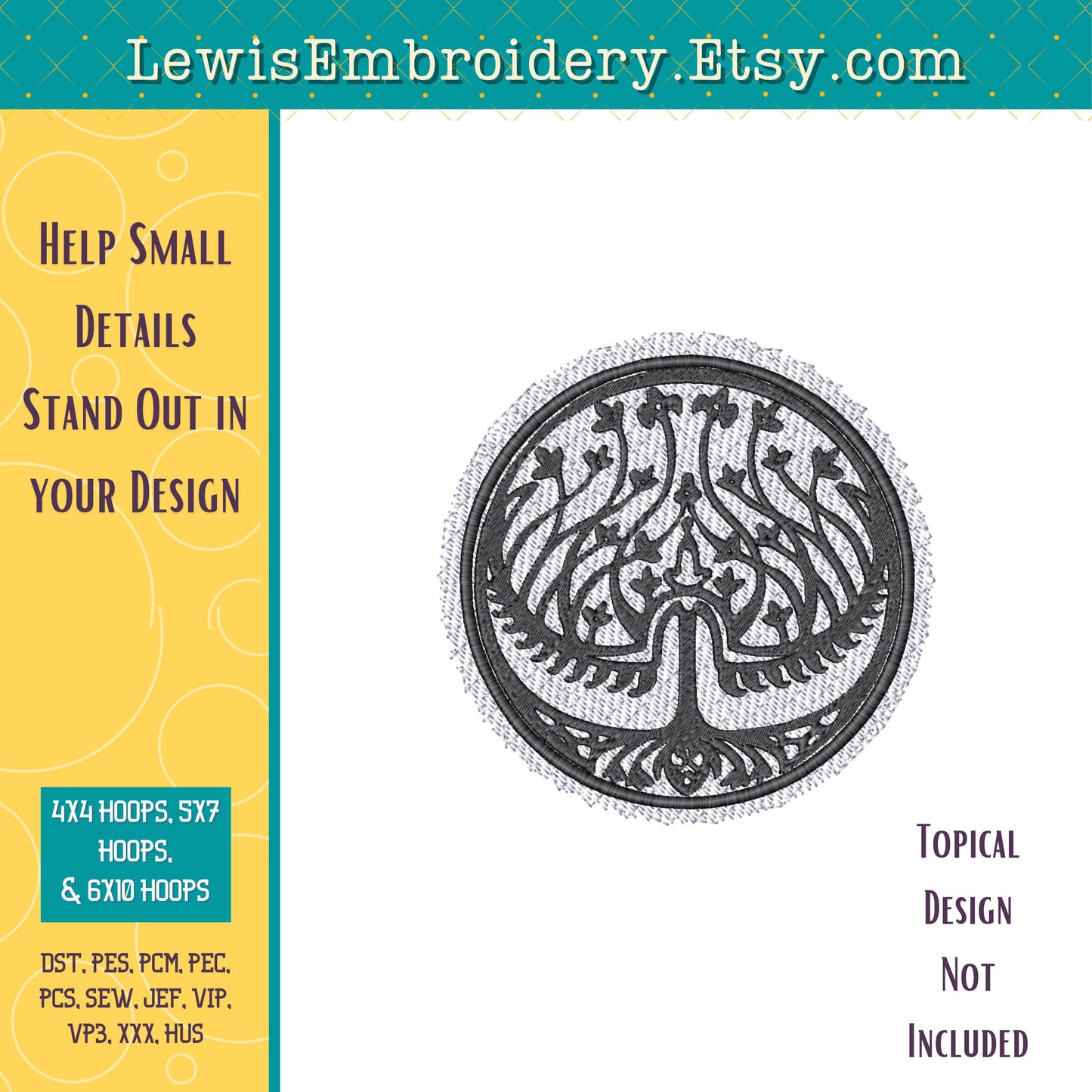 Circle Knockdown Stitch, Machine Embroidery Design - (Instant Download)