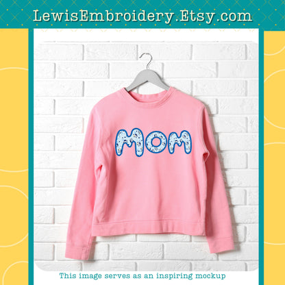 "MOM" Applique, Machine Embroidery Design – Not Full Bluey Font - (Digital Download)